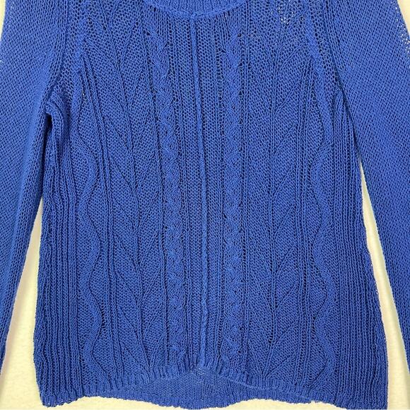 Sparrow by Anthropologie Sweater Womens M Blue Long Sleeve  Open Cable Knit - Picture 3 of 9